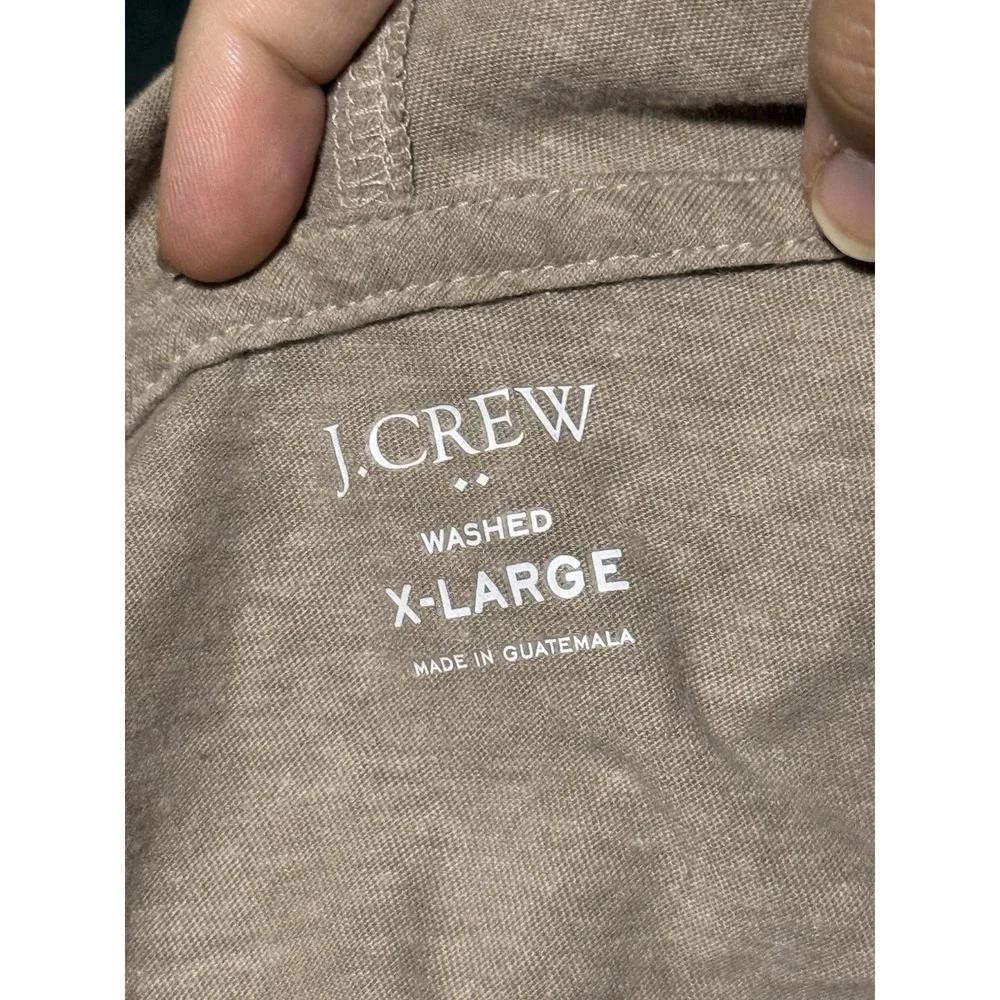 J. Crew TShirt Hoodie XL Beige Minimalist Long Sleeve Pullover Layered Cotton